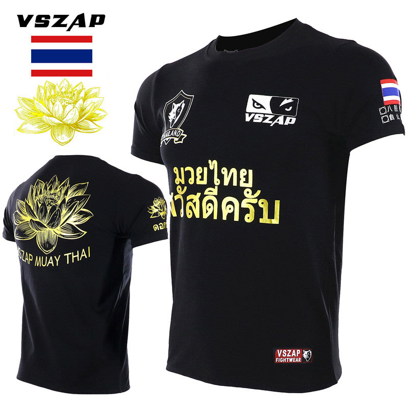 VSZAP Lotus Boxing MMA T Shirt Gym Tee Shirt Fighting Fighting Martial Arts Fitness Training Muay Thai T Shirt Men Homme