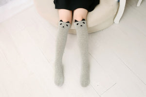 Spring Autumn Children Socks Cotton 3D Printing Cat Kids Girls High Knee Socks Fashion Cartoon Bear Dancing Socks Toddlers