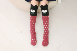 Spring Autumn Children Socks Cotton 3D Printing Cat Kids Girls High Knee Socks Fashion Cartoon Bear Dancing Socks Toddlers