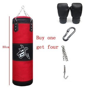 Fighter Boxing Kit Punching Bag 60cm-120cm Fitness MMA Heavy Bag Bundle Martial Art Muay Thai Equipment Training Set Gloves Hook