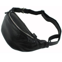Load image into Gallery viewer, FANCODI Men&#39;s Leather waist pack, genuine leather waist bag for men, pouch fanny Pack male money belt bag Bum Bag; Black